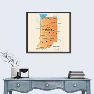 Indiana Map Wall Art