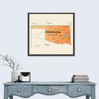 Oklahoma State Map Wall Art