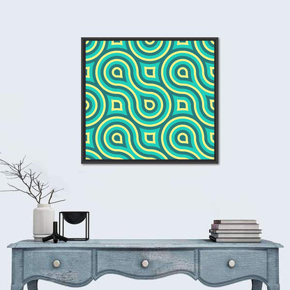 Retro Teal Geometric Pattern Wall Art