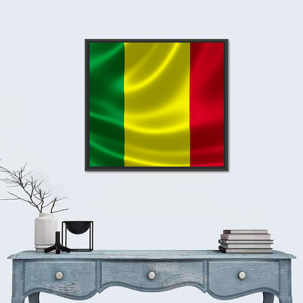 Mali Flag with Waving Fabric Texture Wall Art