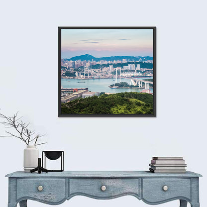 Haicang Suspension Bridge at Dusk Wall Art