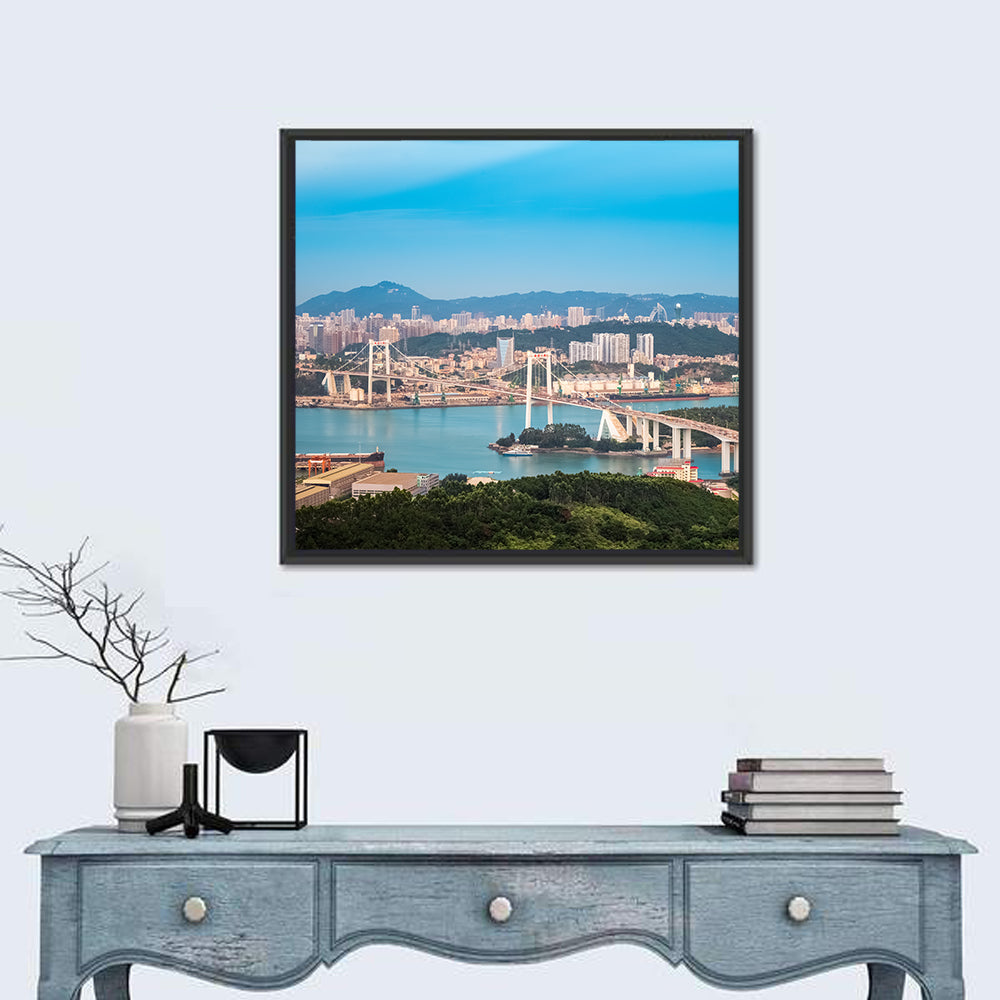 Haicang Suspension Bridge at Dusk Wall Art