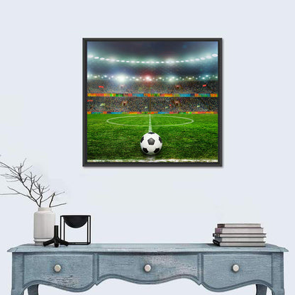 Soccer Ball Under Floodlights Wall Art