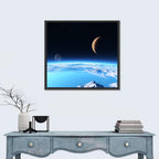 Ice Planet with Crescent Moon Wall Art