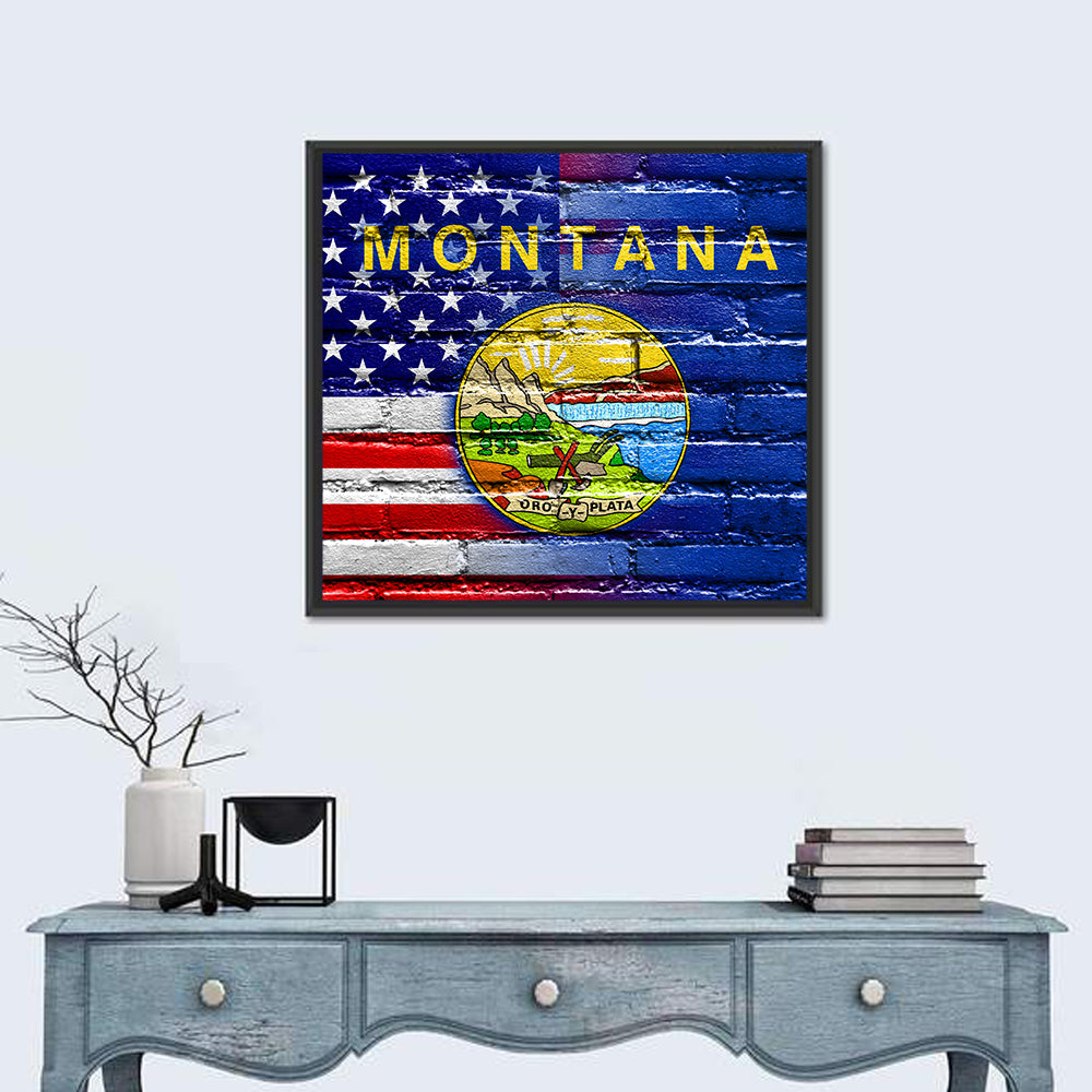 United States and Montana Flag Wall Art