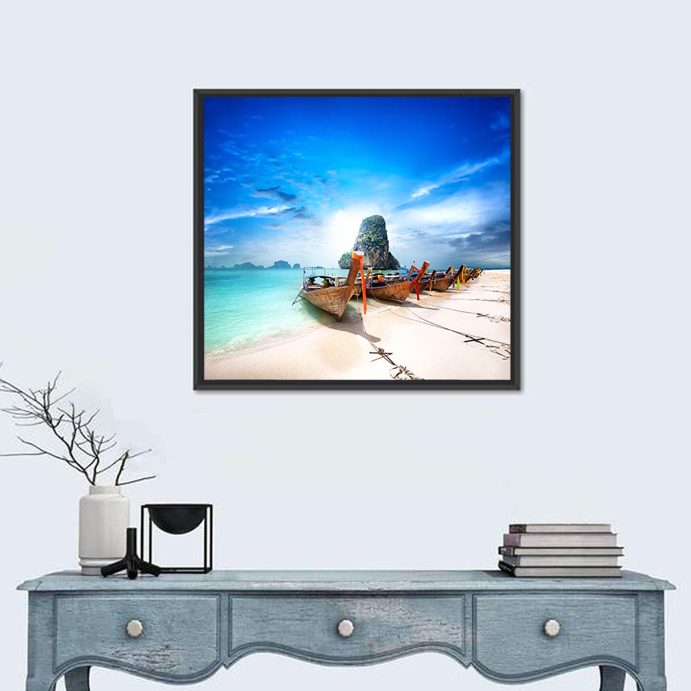 Railay Beach Long-tail Boats Wall Art