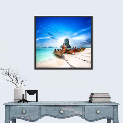 Railay Beach Long-tail Boats Wall Art