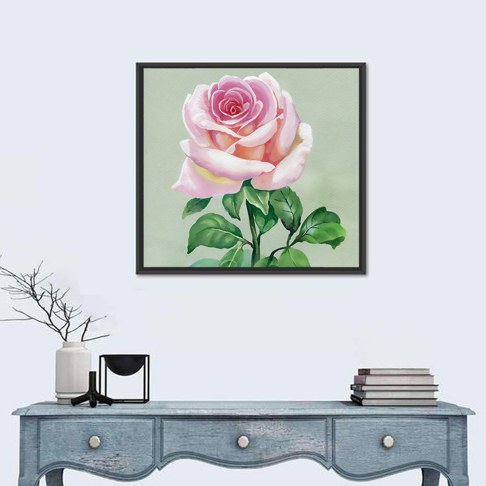 Pink Watercolor Rose Wall Art