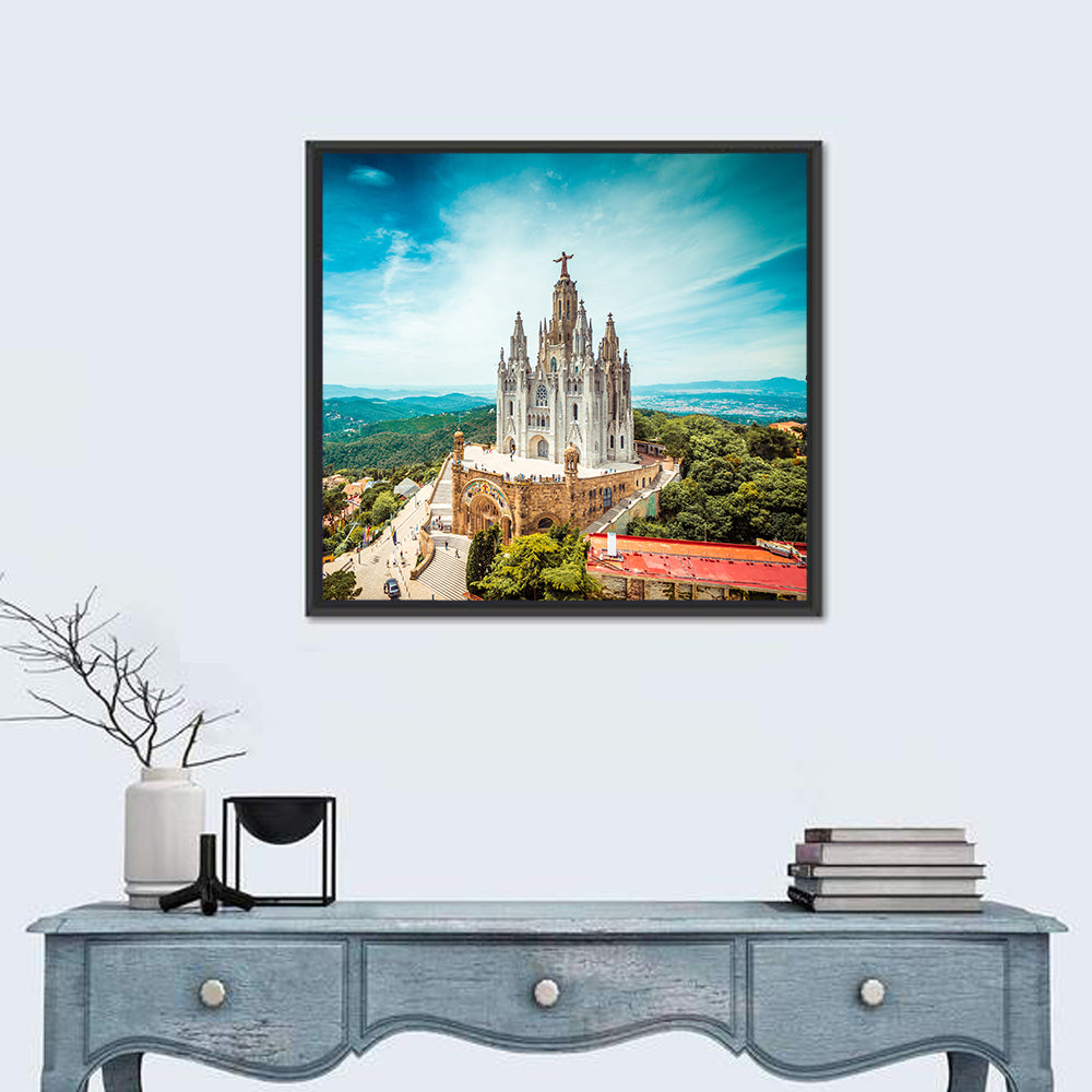 Tibidabo Church with Christ Statue Wall Art