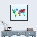 Minimalist Colorful World Map Wall Art
