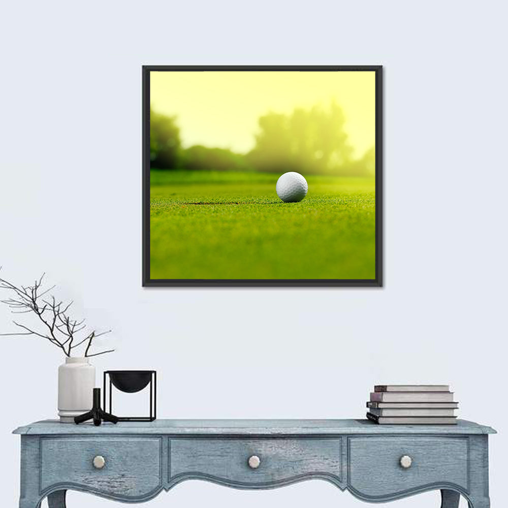 Dimpled Golf Ball on Putting Green Wall Art