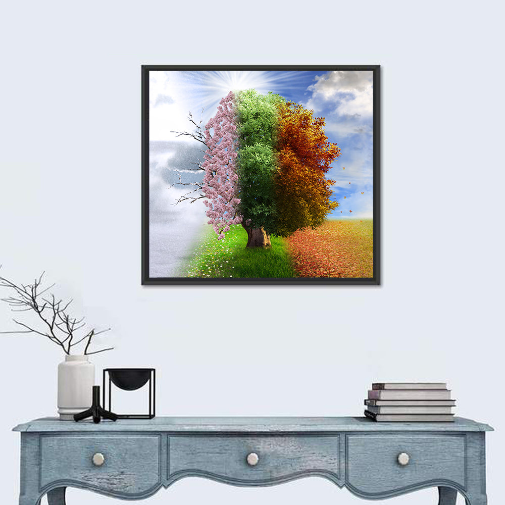 Tree Through Four Seasons Wall Art