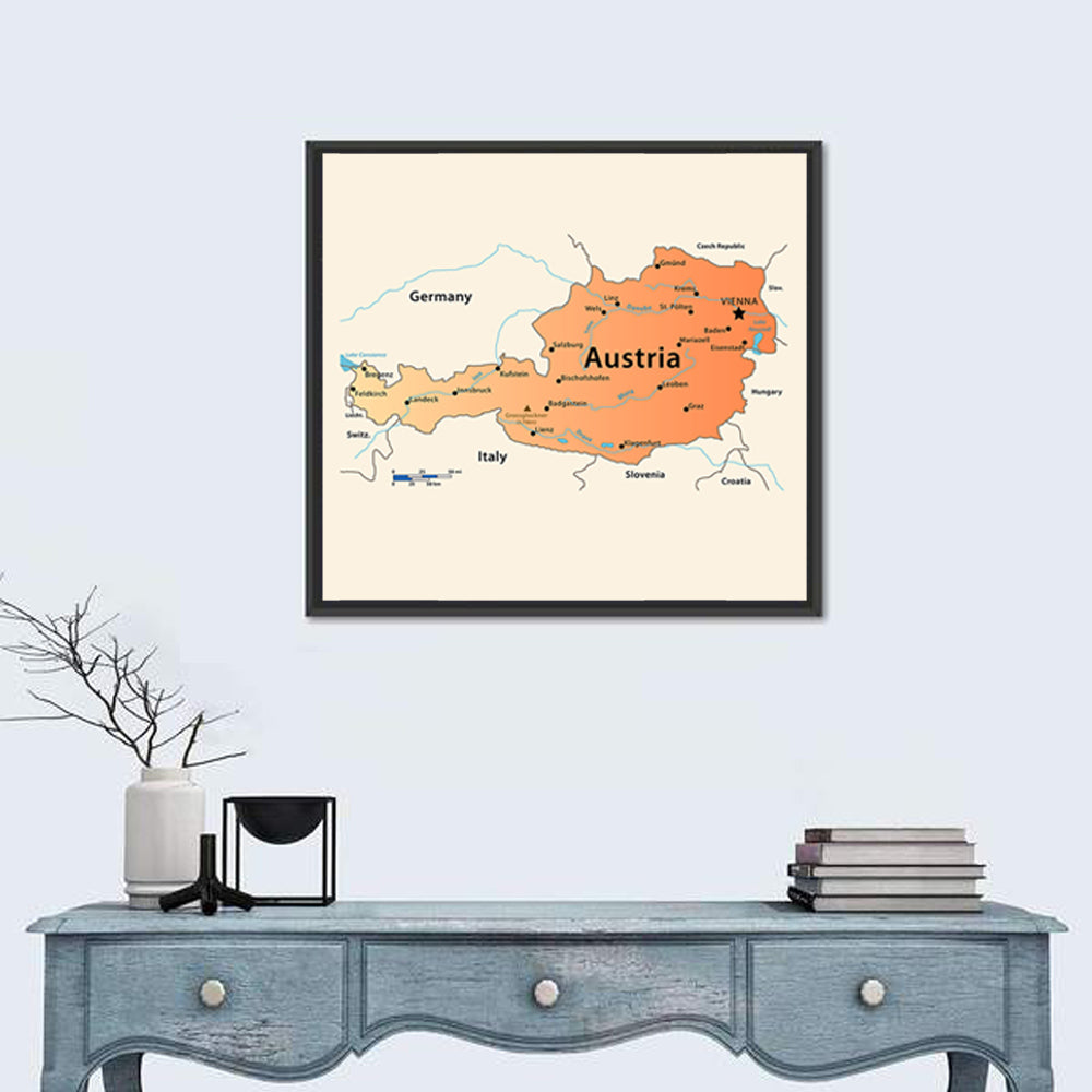Austria Map Wall Art