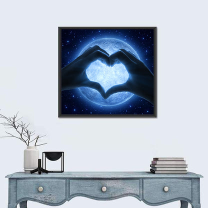 Moon Heart Silhouette Wall Art