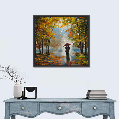 Couple in Autumn Forest Wall Art