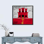 Gibraltar Flag with Castle and Key Wall Art
