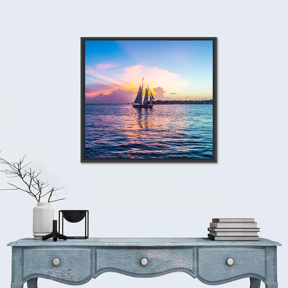 Key West Sailboat at Sunset Wall Art