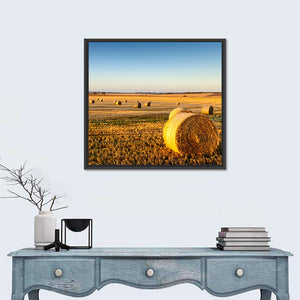 Farm Land Hay Bales Sunset Wall Art