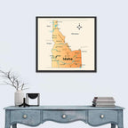 Idaho Cartographic Map Wall Art