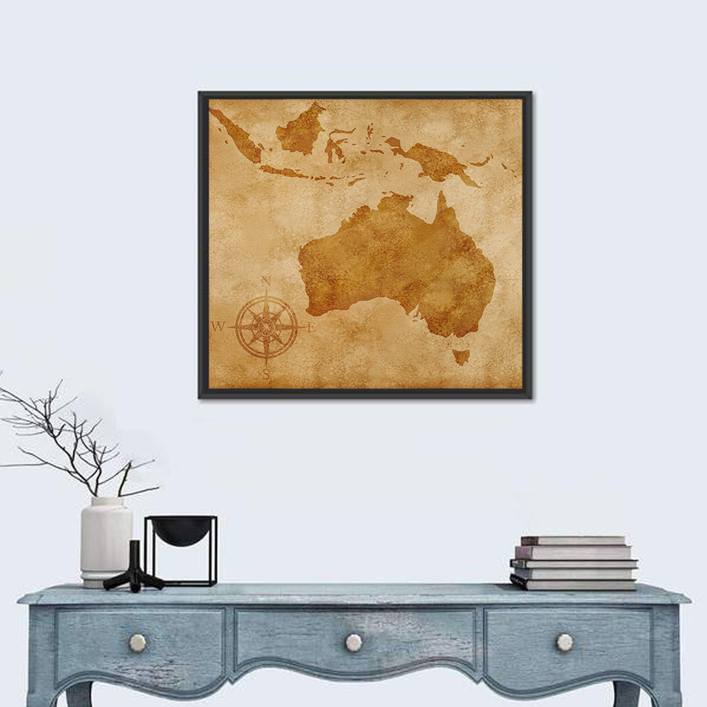 Vintage Grunge Map of Australia Wall Art