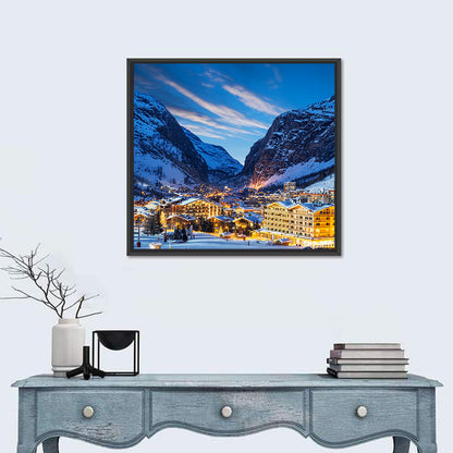 Twilight Ski Village in the French Alps Wall Art