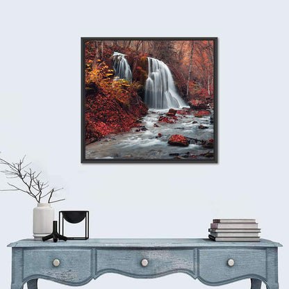 Dual Tier Autumn Forest Waterfall, Crimea Wall Art