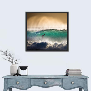 Surfer On Ocean Wave In Bali Wall Art