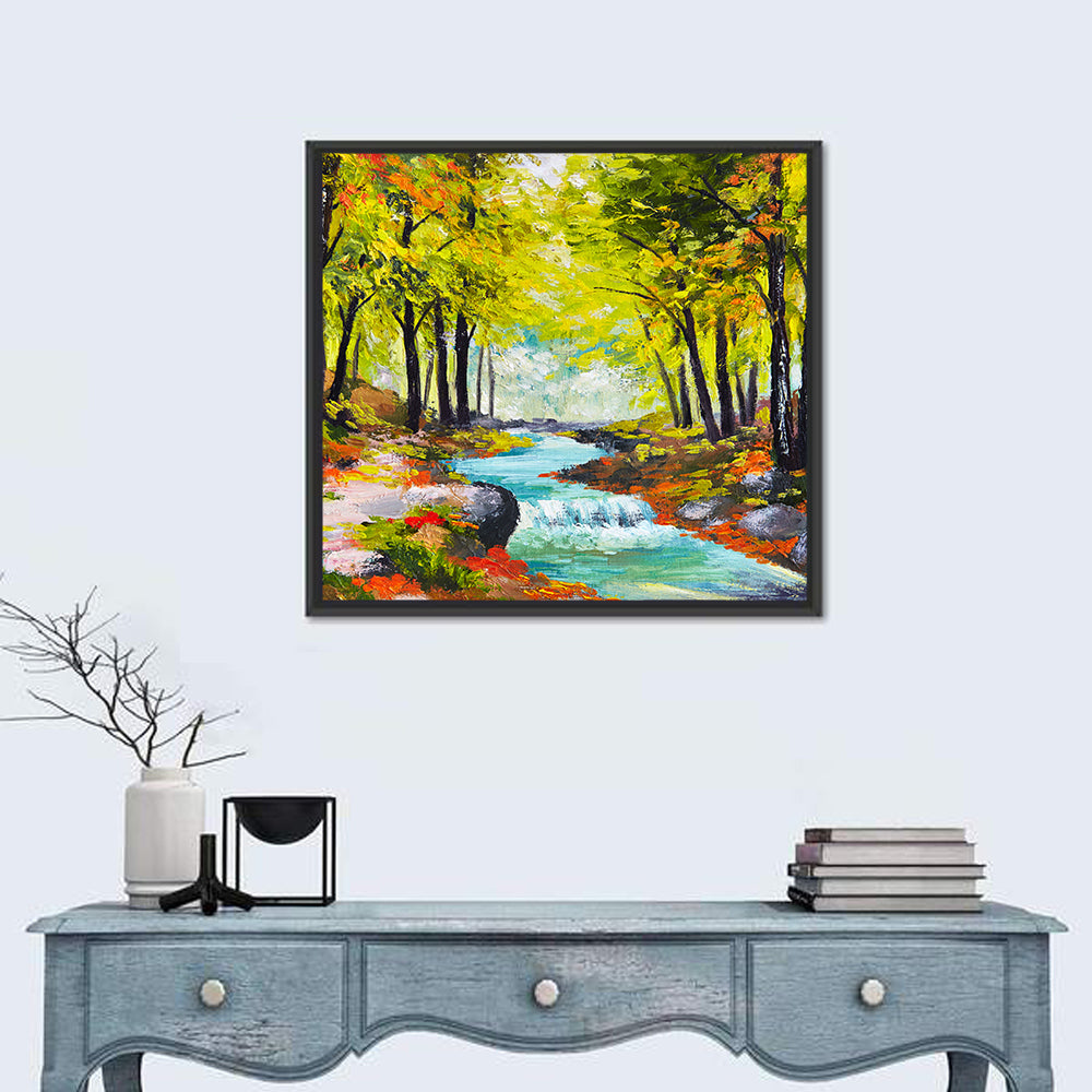 River In Autumn Forest Wall Art