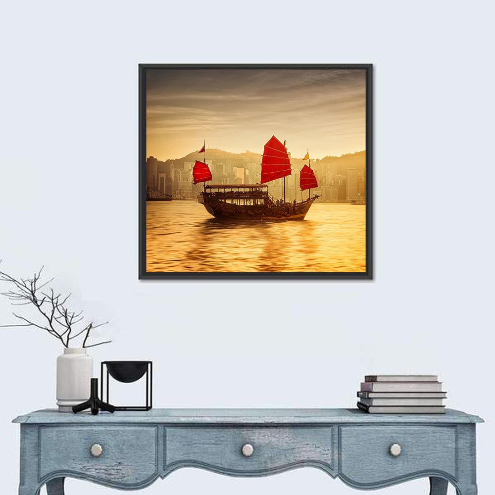 Victoria Harbour Sunset Skyline Wall Art