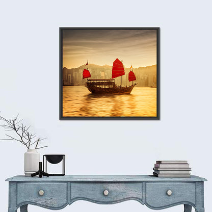 Victoria Harbour Sunset Skyline Wall Art