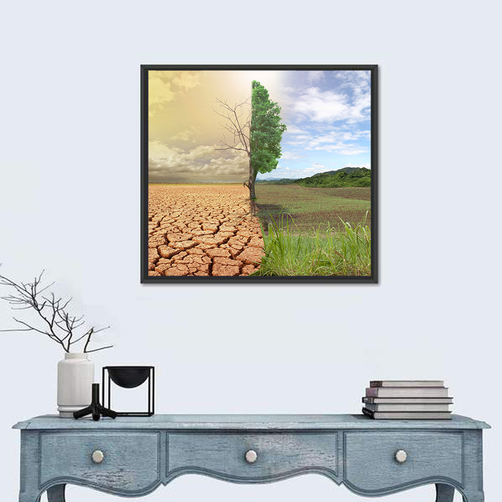 Split Landscape with Half-alive Tree Wall Art