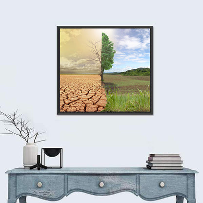Split Landscape with Half-alive Tree Wall Art