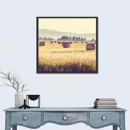 Golden Hay Bales Field Wall Art
