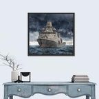 Frigate in Stormy Sea Wall Art