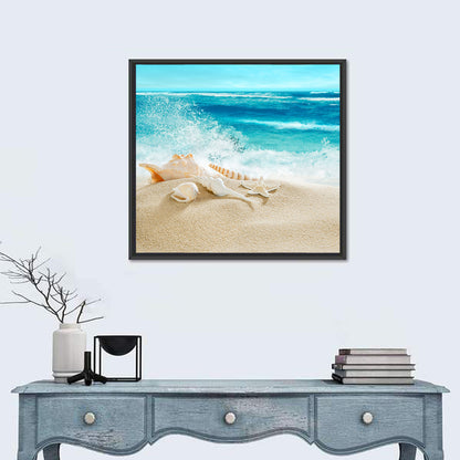 Seashells and Splashing Waves Wall Art