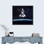 Space Shuttle Over Curved Earth Wall Art