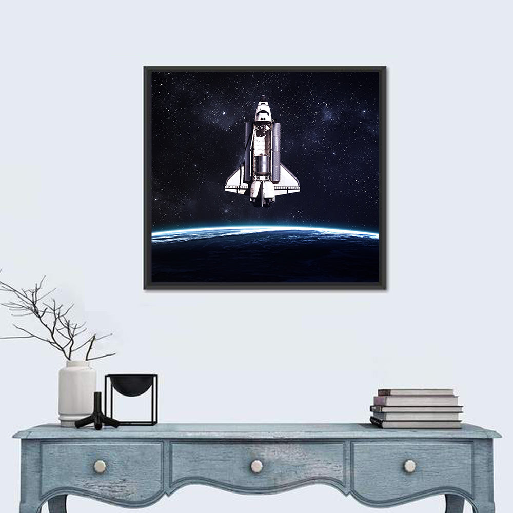 Space Shuttle Over Curved Earth Wall Art