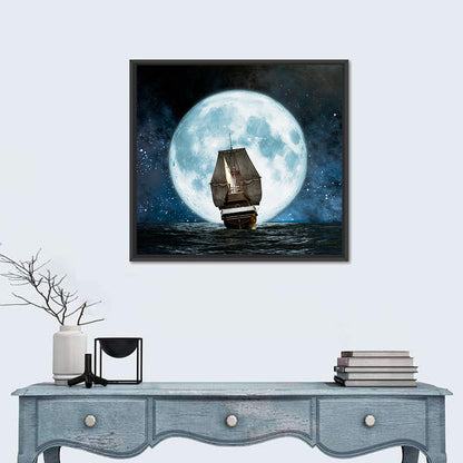 Moonlit Sailboat at Sea Wall Art