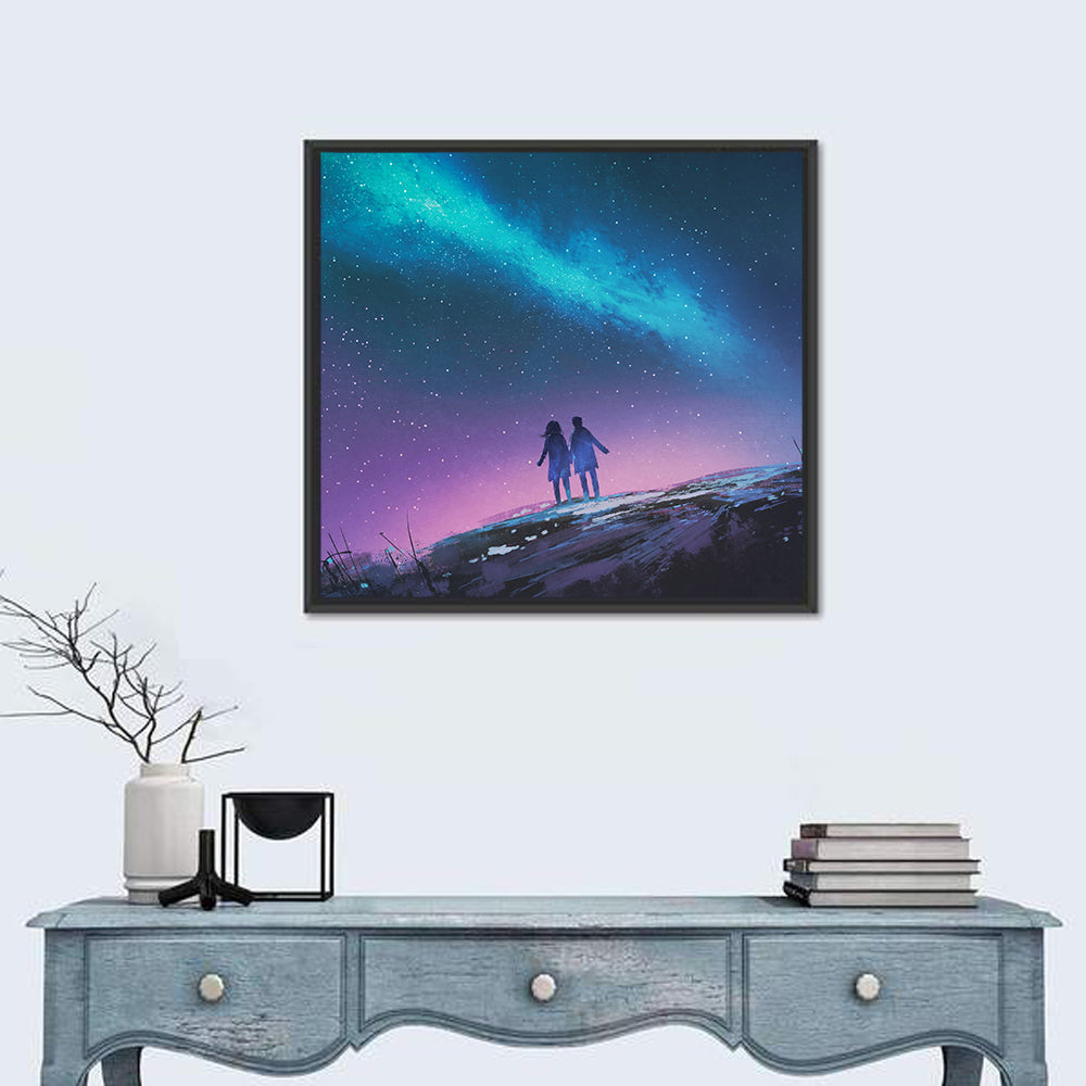 Milky Way Nightscape with Silhouetted Couple Wall Art