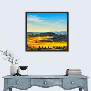 Cypresses Trees & Green Field Wall Art