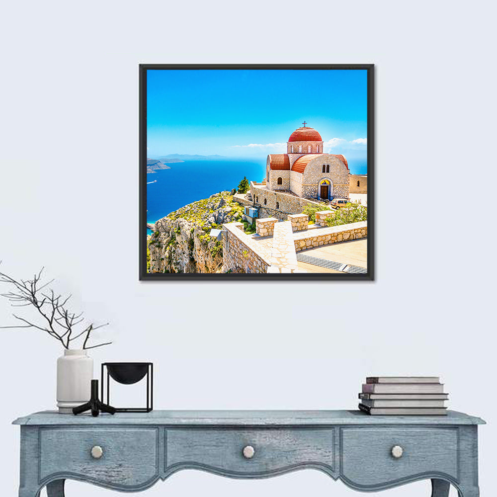 Cliffside Church in Greece Wall Art
