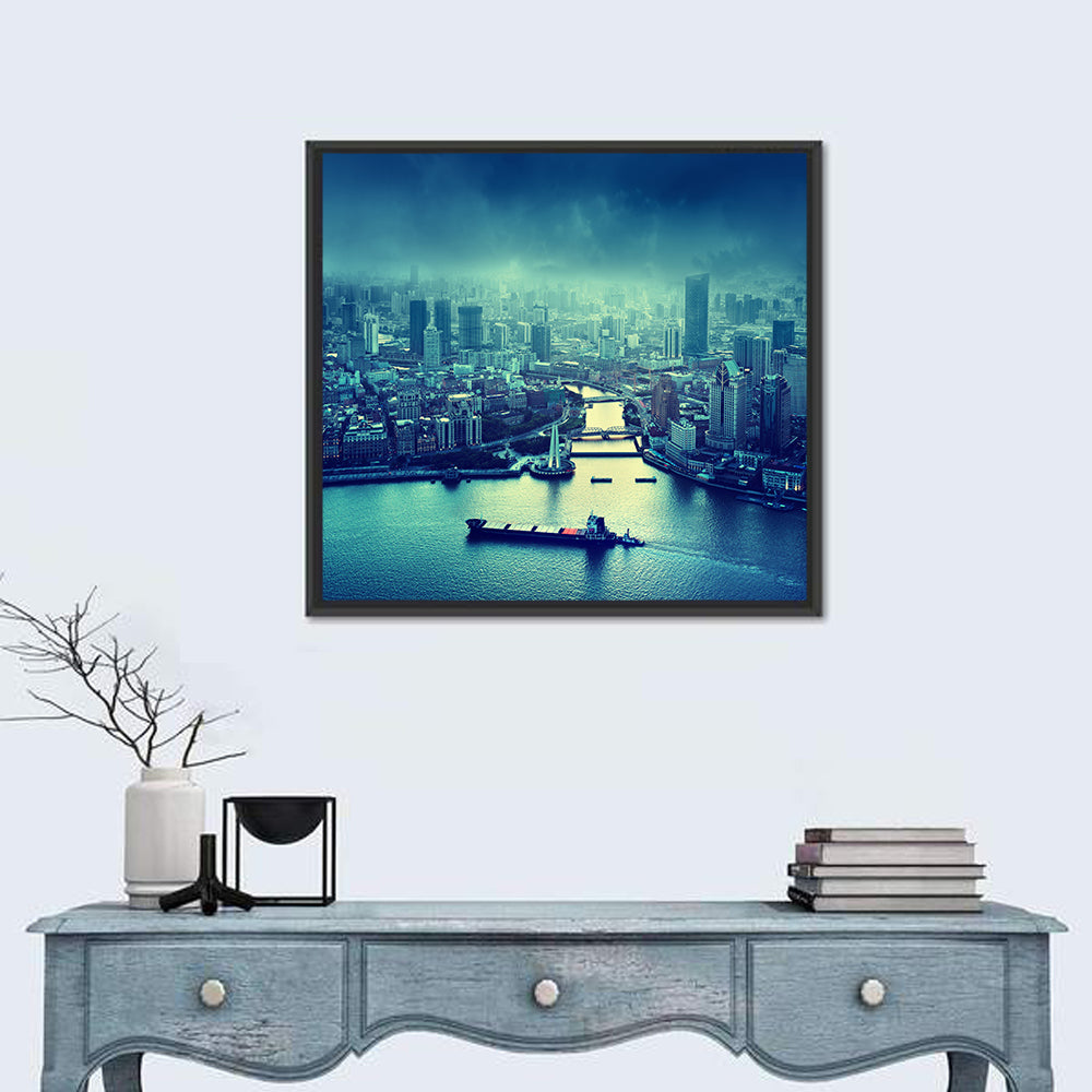 Shanghai Skyline at Sunset Wall Art