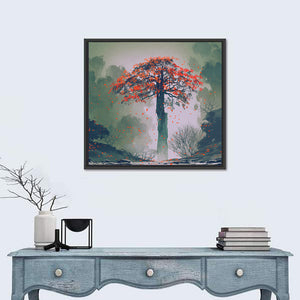 Red Autumn Tree Artwork Wall Art