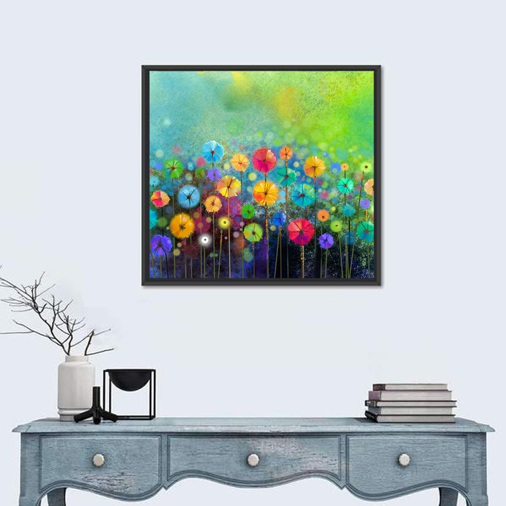 Stylized Flower Meadow Watercolor Wall Art