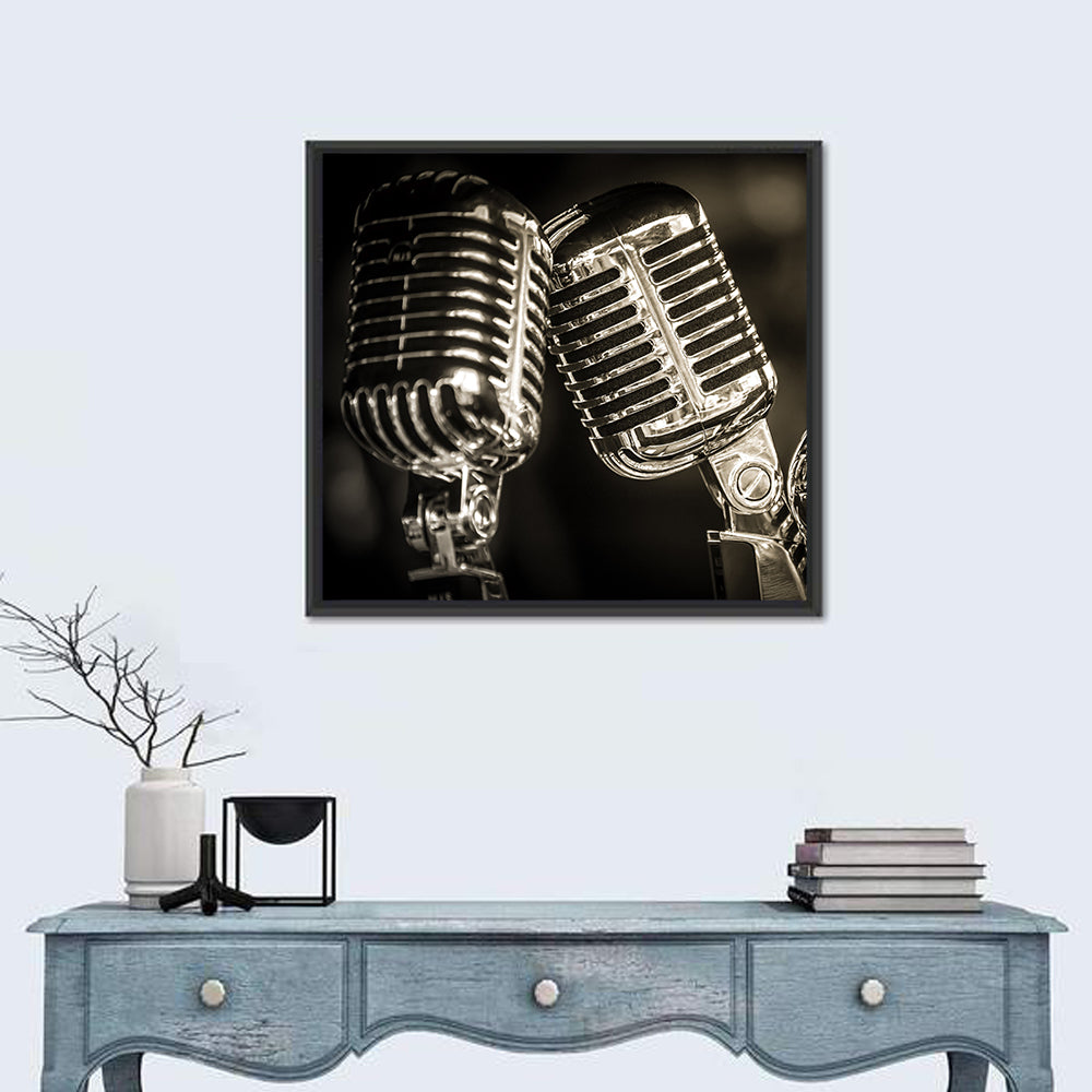 Three Vintage Studio Microphones Wall Art