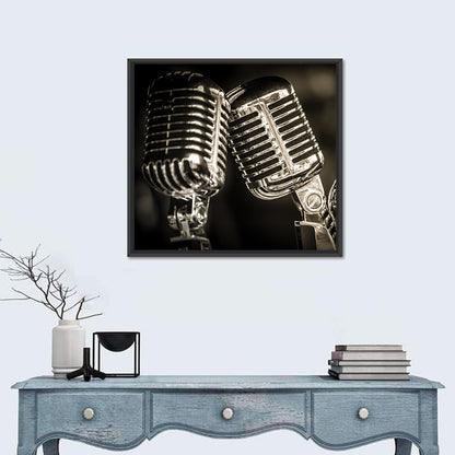 Three Vintage Studio Microphones Wall Art