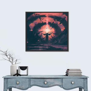 An Old Wizard Casting A Spell Artwork Wall Art