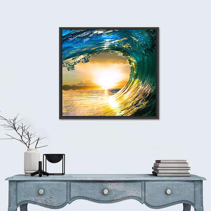 Colored Ocean Wave Sunset Wall Art