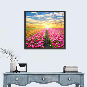 Sunrise Over Tulip Field Wall Art