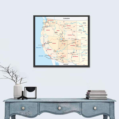 Western United States Map Wall Art